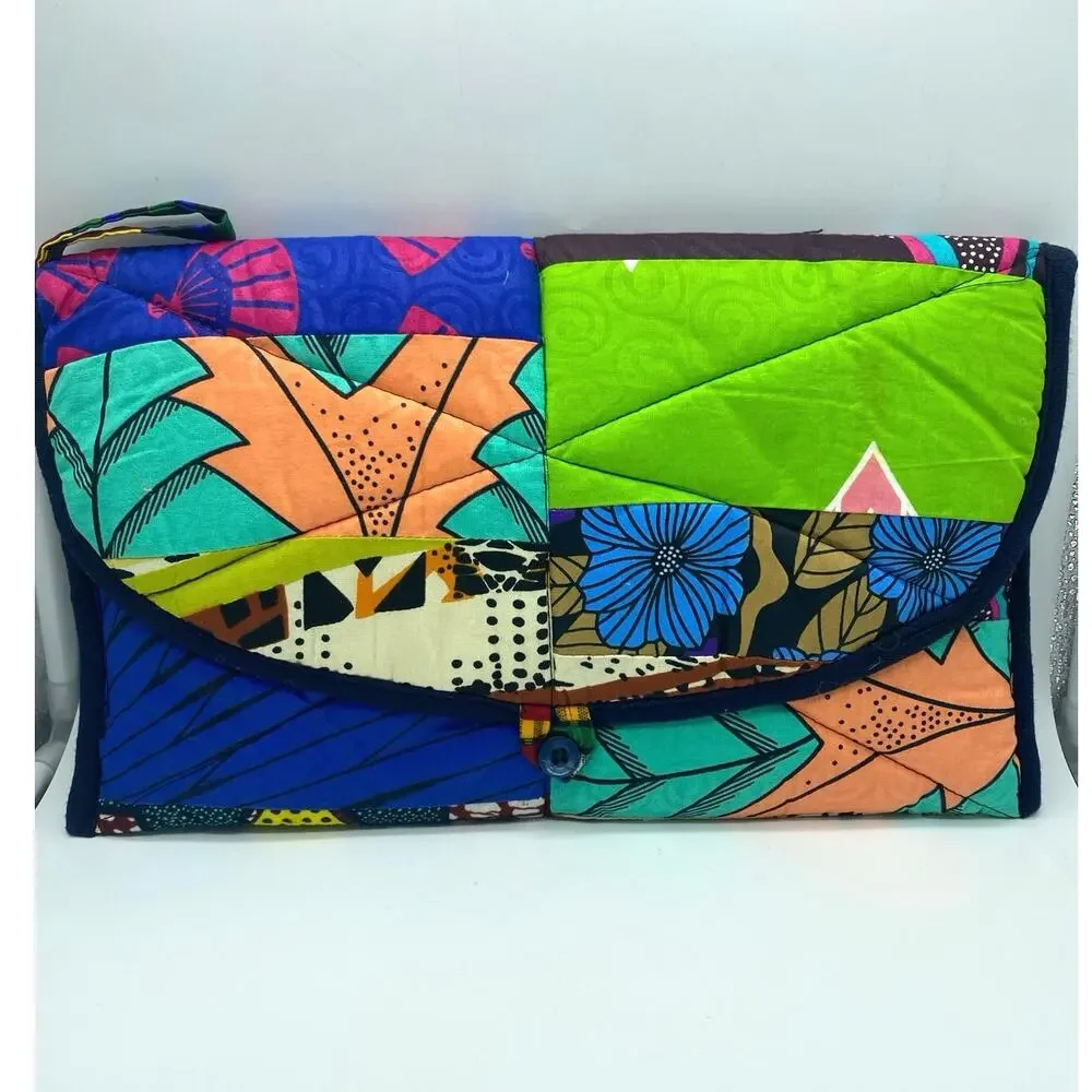 Quilted‎ geometric Bright Quilted Gabric Large Clutch handbag